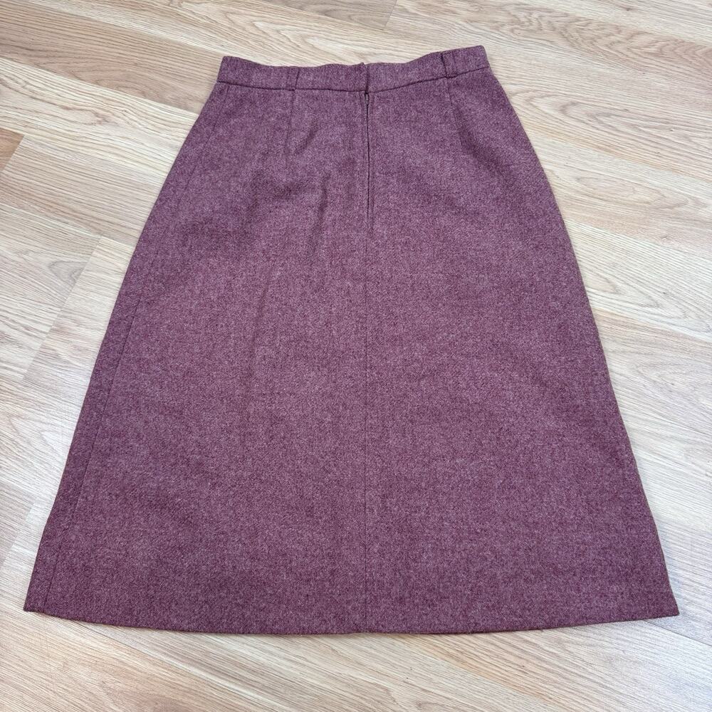 Women’s Vintage Skirt Size 10 Burgundy Wool Blend Christmas Holiday Classic Midi